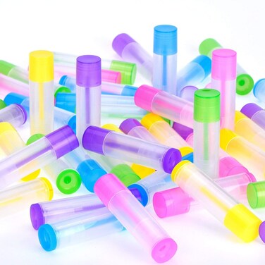 25 PCS Lip Balm Empty Bottles Lip Balm Container Clear Tubes with Twist Bottom and Top Cap, 3/ 16Oz (5.5ml)