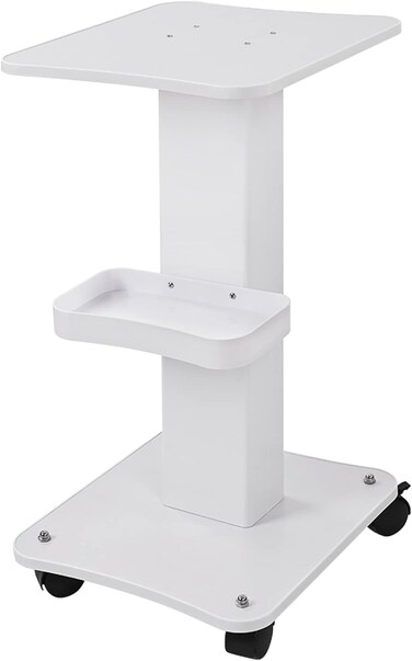 Beauty Trolley Cart with Wheels, 3 Tier Aluminum Beauty Rolling Cart, Hair Salon, Spa Salon, Vacuum Therapy Machine Trolley, Load 135lbs, 26.7 x 13.8 x 15 inch