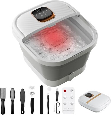 Collapsible Foot Spa with Heat, Touchscreen, Foldable Foot Bath Massager with Temperature Control, Foot Massage Rollers, Pedicure Foot Spa for Home, Office, Relaxation, Valentines Gift for Men &amp; Women