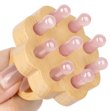 ideayard Scalp Massager,Head Scalp Comb,Rose Quartz Tooth-Wooden Comb for Head Stress Relax Massage Tool for Hair Growth Relieve Headaches