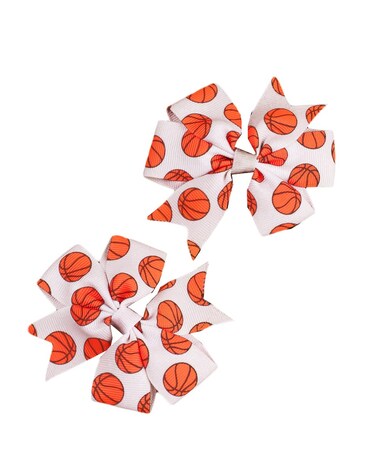 Basketball Hair Bow Clip Kids Girls Sport Bow Hairpin Baby Basketball Hair Clips Pin BBG64 (White Bow)