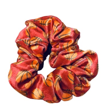 Infinity Collection - Basketball Scrunchies (Red) - No-Crease &amp; Tangle, Premium Velvet Hair Accessories - For All Hair Types - Gifts for Sports Fan