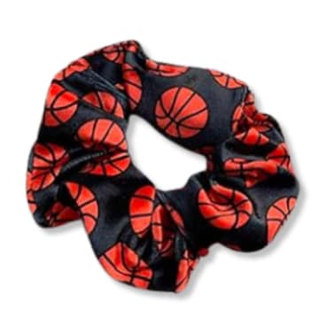 Infinity Collection - Basketball Scrunchies (Black) - No-Crease &amp; Tangle, Premium Velvet Hair Accessories - For All Hair Types - Gifts for Sports Fan