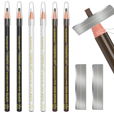 KAIQIKAIXI 6Pcs Multicolor Waterproof Eyebrow Pencils Makeup Set For Marking, Filling And Outlining, Tattoo Makeup And Microblading Supplies Kit-Hard Refills Are Easy To Color (Multicolor)