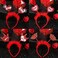 Whaline 4Pcs Valentine's Day Headbands Glitter Red Heart Lip Bopper Headband Love Hair Hoop Head Bopper Holiday Hair Accessories for Valentine's Day Wedding Birthday Party Favor Gift Photo Booth