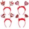 Whaline 4Pcs Valentine's Day Headbands Glitter Red Heart Lip Bopper Headband Love Hair Hoop Head Bopper Holiday Hair Accessories for Valentine's Day Wedding Birthday Party Favor Gift Photo Booth