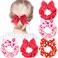 6 Pcs Valentine&lsquo;s Day Bow Hair Scrunchies Pink Red Heart Design Hair Ties Scrunchy Elastics Bands Bulk Romantic Heart Valentines Hair Accessories for Women Girls Galentines Day Gifts