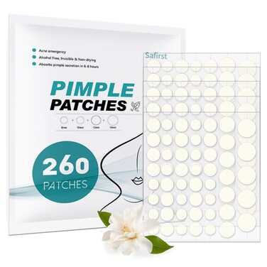Sticky Ache Patches Hydrocolloid Pimple Absorbing Patch 4 Size 260 Counts Spot Blemish Invisible Stickers Zit Dot Cover with Tea Tree Oil Face Emergency Breakout Treatment