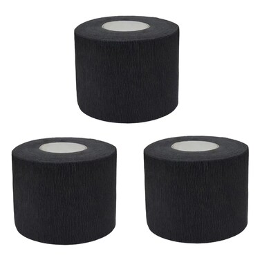 Neck Strips Barber Paper Black, Disposable Barber Neck Tape, 3 Rolls 300 Strips, Black