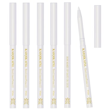 6Pcs White Eyeliner Pencils Professional Use as Highlighter,Lip Line Pen Long-lasting Nice Color Eye Brow Gel Pen Makeup Brow Tint Pencils Beauty Makeup Tools