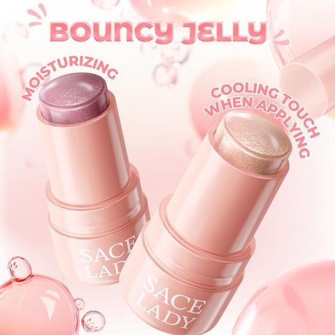 SACE LADY Jelly Highlighter Stick, Face Glow Sticks with Watery Radiant Finish, Easy Blend &amp; Long Lasting, Multi-Use Cream Highlighter Makeup 3 Colors (01 PEARL, 1pc)