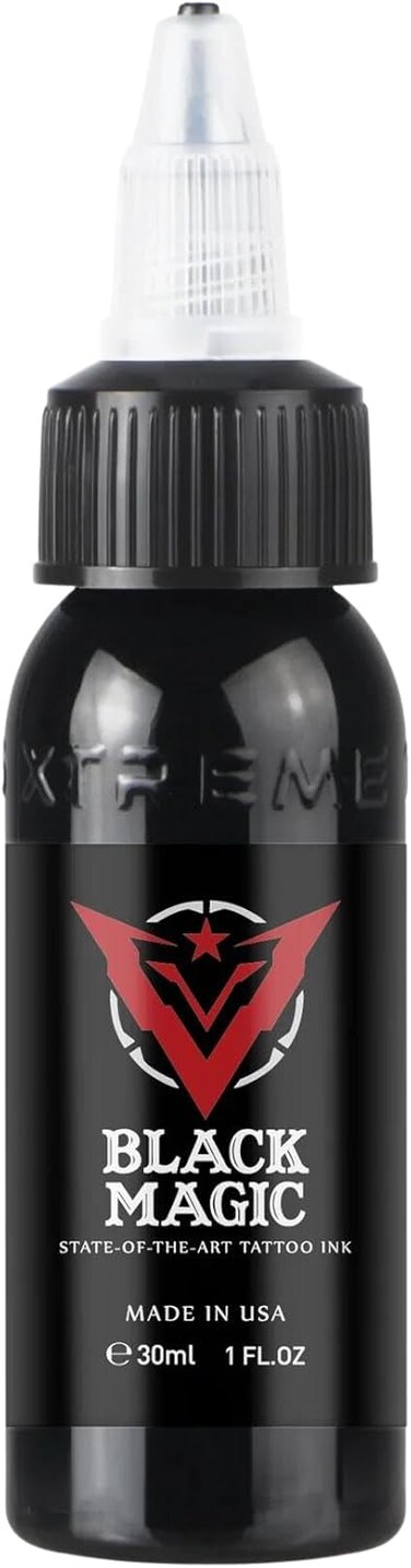 Xtreme Ink Black Magic Tattoo Ink, Experience the Enchantment of Premium Black Pigment, Smooth Application, True Colors, and Uncompromised Safety - Elevate Your Artistry with Xtreme Tattoo Inks (1 oz)