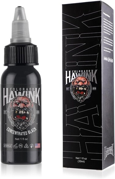 HAWINK Black Tattoo Ink 1 oz (30ml) Friendly Pigment Tattoo Supplies Concentrated Black TI203-30-002