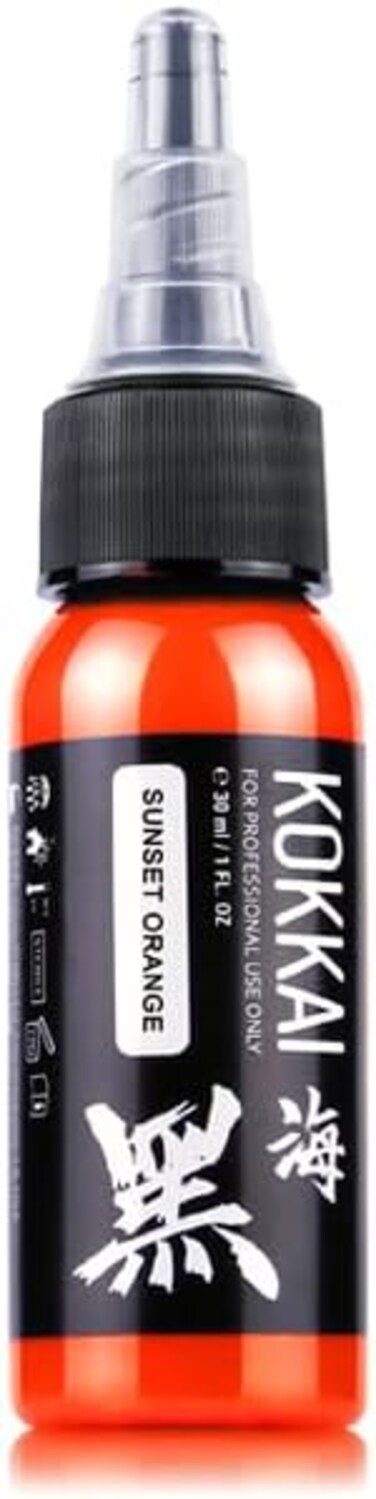 Tattoo Ink, Premium Quality, Precision Medium Viscosity, Rich Hue, Quick Healing, Acrylic-Free, Water-Based, Ready-to-Use Ink for Precision Tattooing (Sunset Orange, 1 oz)