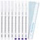 8 Pieces Microblading Marker Pen with Paper Ruler Skin Marker Eyebrow Permanent Makeup Position Mark Tools Markers Pen for Eyebrow Lips Skin (White and Purple,Single-Head)