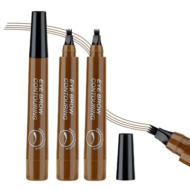 3PCS Light Brown Microblading Eyebrow Pen Waterproof Eyebrow Pencil 4 Tip Eye Brow Pencils for Women Long Lasting Natural Brows Microblade Eyebrow Contouring Pen Lapiz De Cejas