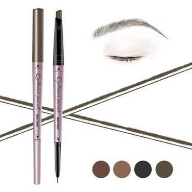 Double Ended Eyebrow Pencil, Waterproof Natural Brow Enhancing Pen, Long lasting Eye Makeup, Pack of 1, Khaki Brown