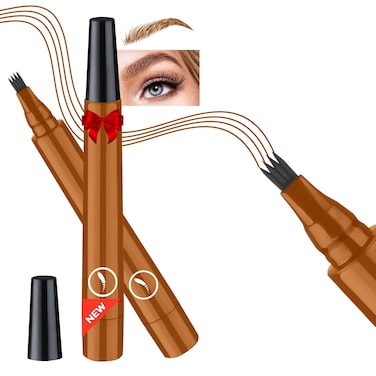 2025 New Magic Eyebrow Pencil, 3D Waterproof Microblading Eyebrow Pencil Contouring Pen for Perfect Brows, Get Natural, Fine Strokes with the 4-Tip Precise Brow Pen (A4 - Light Brown)