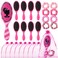 Hotop 24 Pcs Hot Pink Girl Princess Party Favors for 8 Girls, Girl Party Supplies Include 9 Inch Hair Brush for Girls Detangling Brush Scrunchies Organza Bag for Makeup Kit Hair Accessories