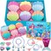 Bath Bombs for Kids Girls, 6 PCS Mermaid Bath Bombs with Surprise Inside Natural Organic Kids Bath Bombs Shell Set with Pearl Jewelry Bathbombs Gifts for Girls Birthday Christmas Easter Party Favors