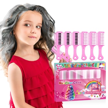New Hair Chalk Comb for Girls Kids with light hair, Washable Temporary Hair Color Dye for Kids Age 5 6 7 8 9 10+ Birthday Party Gift Cosplay DIY, Halloween, Christmas (Black, White)