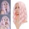 FAELBATY Light Pink Wigs For Women Curly Wavy Synthetic Women's Wig Pure Pastel Cosplay Wig for Girl Costume Halloween Wigs (14" Light Pink Wig)