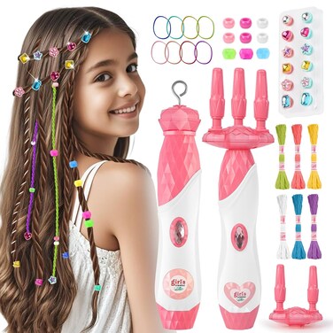 DIY Hair Salon Toys for Girls, Automatic Hair Braiding Machine &amp; Rope Braider with Accessories, Kids Hair Styling tool - Christmas &amp; Birthday Gifts Toys for Girls 5 6 7 8 10-12