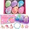 Easter Basket Stuffers for Girls, Easter Gifts for Kids Girls Toddler Easter Eggs fillers stuffers Unicorn Easter Bath Bombs with Jewelry Surprise Inside Easter Toys for Kids ages 3 4 5 6 7 8 Year Old