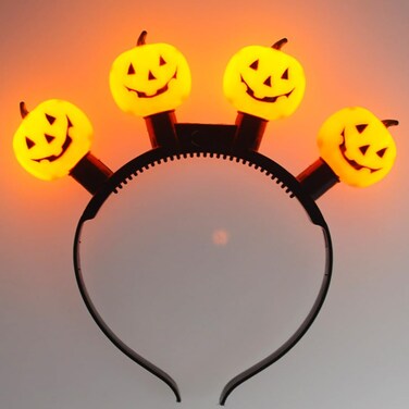 EARENT Light Up Pumpkin Headband Led Halloween Hair Bands Glowing Headpiece Hair Hoops Costume Party Decorations Hair Accessories for Women