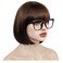 Ebingoo Velma Wig Brown Bob Wig +1 Black Glasses + 1 Wig Cap Short Bob Wig with Bangs for Women Halloween Cosplay Brown Straight Wig Synthetic Heat Resistant Wig for Women Girls Anime Party Daily Wear