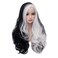 MAGQOO Black White Wig for Women Long Curly Wavy Black White Wig Halloween Cosplay Costume Party Wigs