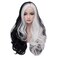 MAGQOO Black White Wig for Women Long Curly Wavy Black White Wig Halloween Cosplay Costume Party Wigs