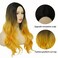 Yellow Curly Long Wavy Wigs for Women Ombre Yellow Middle Part Wigs Natural Synthetic Hair Wig for Cosplay Party Halloween (Yellow)