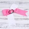 Cheerleading Bow Jumbo Cheer Bows 12 Pcs 7 Inch Ponytail Holder Cheerleader Bows Hair Tie (Hot Pink/White)