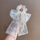 White Lace Ribbon Bow Hair Scrunchies,Coquette Bow Elastic Ties Large for Women Girls Bridal Shower Beach Wedding Party Dress Decor Accessories Gift