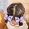 2 Pcs 4" Big Handmade Shiny Glitter Purple Ribbon Hair Bows Alligator Clips Hair Barrettes Fall Outfit Decor Accessories for Little Teen Toddler Girls Kids Mermaid Theme Birthday Gift
