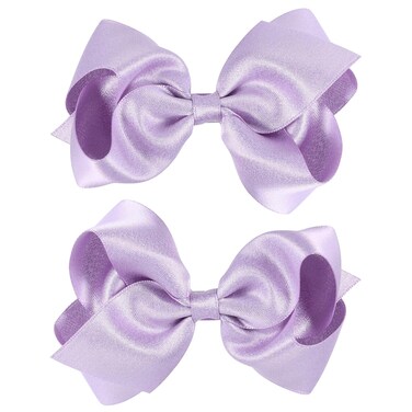 2 Pcs 4" Big Handmade Shiny Glitter Purple Ribbon Hair Bows Alligator Clips Hair Barrettes Fall Outfit Decor Accessories for Little Teen Toddler Girls Kids Mermaid Theme Birthday Gift