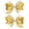 2 Pcs Big Shiny Glitter Light Gold Ribbon Hair Bows Alligator Clips 4" Hand-Made Christmas New Year Gift Wedding Party Dress Decor Accessories for Little Teen Toddler Girls Kids