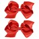 4" Shiny Red Grosgrain Ribbon Hair Bow Alligator Clips Barrettes Solid Satin Hairpins Decor Accessories for Toddler Girls Kids Teens Valentines Xmas July 4th Gift in Pairs