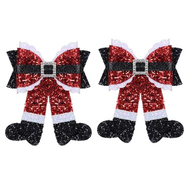 Glitter Christmas Hair Bow Clips Cheer Barrettes Sparkly Red Black Alligator Hairpins for Teen Toddler Girls Kid Women Holiday Party Dress Outfit Decoration Accessory Gift