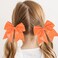 2 PCS 7" Large Glitter Cheer Bows Sequin Cheer Hair Bow Ties with Elastic Shiny Hair Bows Ponytail Holder Handmade for Cheerleader Girls Softball Sports Hair Accessories for Teens Kids(Orange)