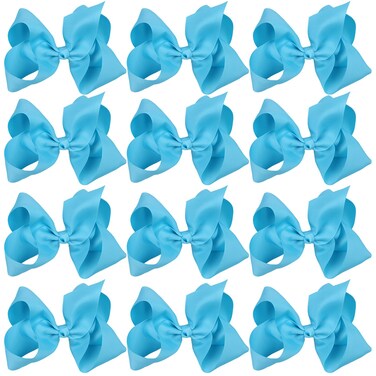 Large Boutique Hair Bows 6 Inch Cheerleading Cheerleader Cheer Bow Alligator Clips(Light Blue)