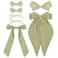 Ahoney 7 Pack Green Bows for Hair Bows Silky Satin Hair Bow Hair Clips Long Tail Multi Style French Hair Ribbon Coquette Bows Hair Barrettes for Women Girls