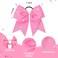 2PCS Glitter Cheer Bow Large Pink Cheer Bows Rhinestones Hair Bows Girls 7"Cheerleading Bows Bulk Elastic Band Ponytail Holder for Teen Girls College Sports Competition