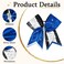 8 PCS Large Glitter Cheer Bows 8" Rhinestones Hair Bows Sparkly Cheerleading Softball Team Bow Hair Ponytail Holder Accessories for cheerleaders football Competition Sports- Blue White