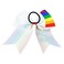 Cheer Hair Bows Breast Cancer Awareness Ribbon Bow Ponytail Holder Pink Out Bow BCA01 (Rainbow)