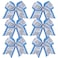 Cheerleader Bows 8 Inch 3 Layers 6 Pcs Ponytail Holder Jumbo Cheerleading Bows Hair Elastic Hair Tie for High School College (Light Blue/White/Silver)