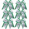 Cheerleader Bows 8 Inch 3 Layers 6 Pcs Ponytail Holder Jumbo Cheerleading Bows Hair Elastic Hair Tie for High School College (Green/White/Silver)