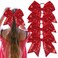 Christmas Bow Hair Ties Fall Elastic Hair Tie Large Fall Hair Bow Red Bowknot Red Glitter Hair Rope with Ponytail Holder for Teen Girls Women Christmas Thanksgiving Hair Accessories 4pcs