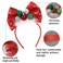 Ecuupas Christmas Headband Bow Hairband Red Shinny Glitter Green Bell Bowknot Headdress Design for Women Girls Kids Winter Head Wear Gifts Happy New Years Head Accessories